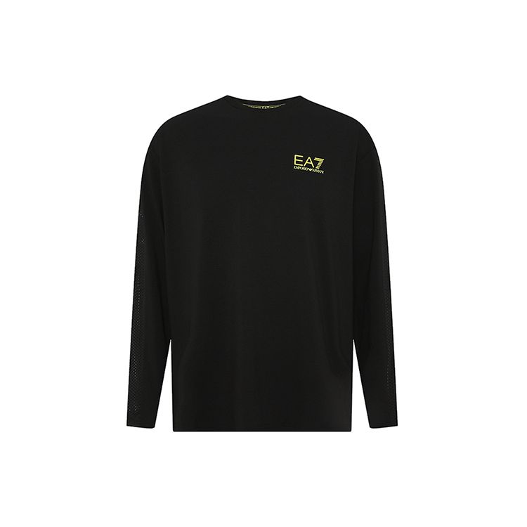Emporio Armani EA7 Logo Solid Long Sleeve T-Shirt Men Tops Black 6KPT14-PJ6RZ-1200