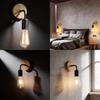 Modern Minimalist Iron Wall Lamp With Wooden Base For Bedroom Living Room Decor