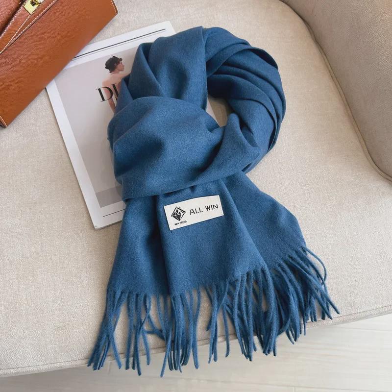 Chic Solid Wool Scarf 100% Wool, Warm, Comfortable, Versatile, Long Tassels
