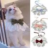 Colletto di Perle con Fiocco di Pizzo Gatto Cane Fazzoletto da Collo Animali Domestici Gatti Gattino Cane Cucciolo Stringa Bavaglino Collana Cravatta Cinturino da Collo Sciarpa Accessori