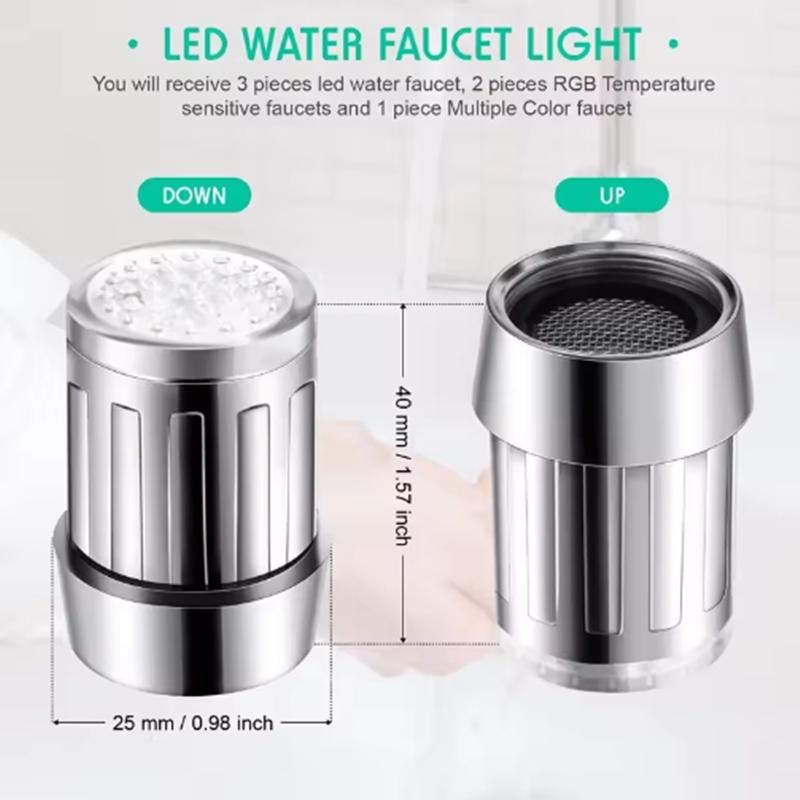 LED Temperature Sensitive Faucet Water Saving Bathroom Kitchen Sensor 7 Color Change Faucet Head Aerator Tap Nozzle Shower