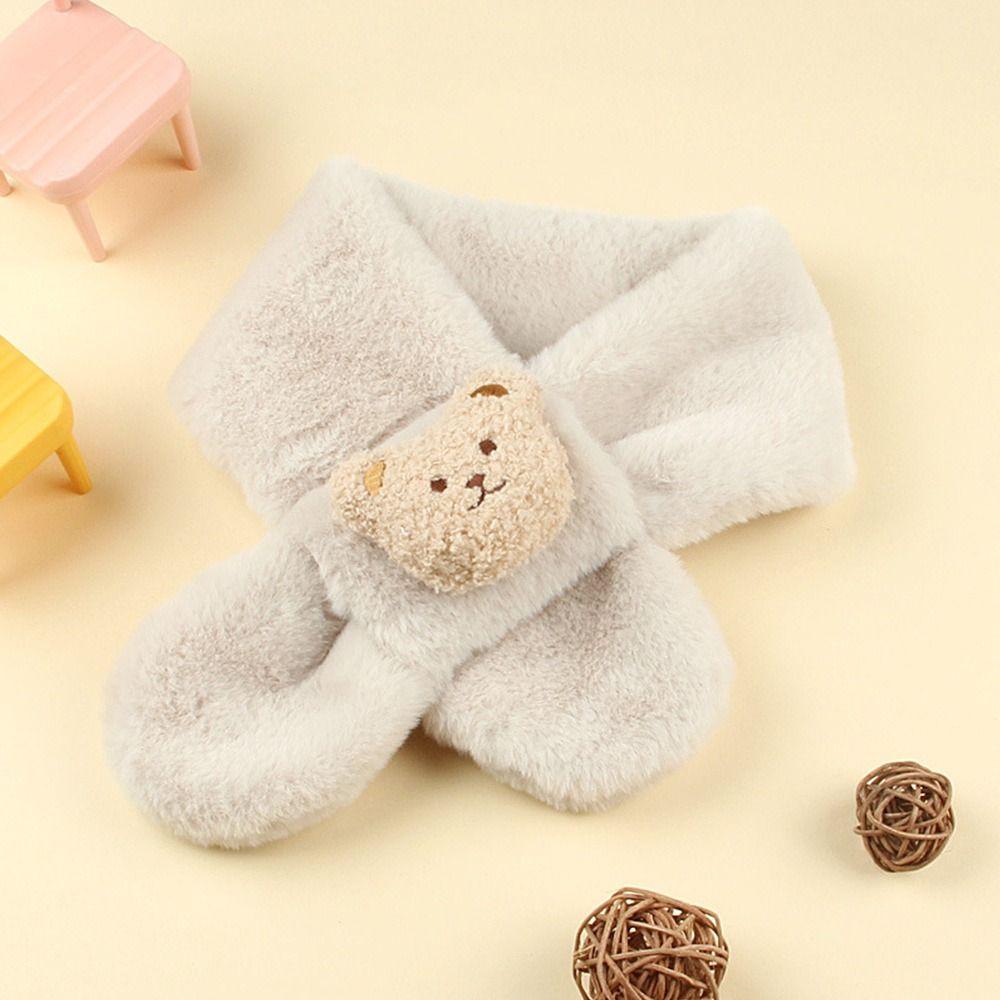 Warm Kids Winter Scarf Thick Plush Scarf Fashion Children Cross Neckerchief  Outdoor