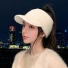 Versatile wool knitted empty top hat women's autumn and winter outdoor thickened warm wool cap spot