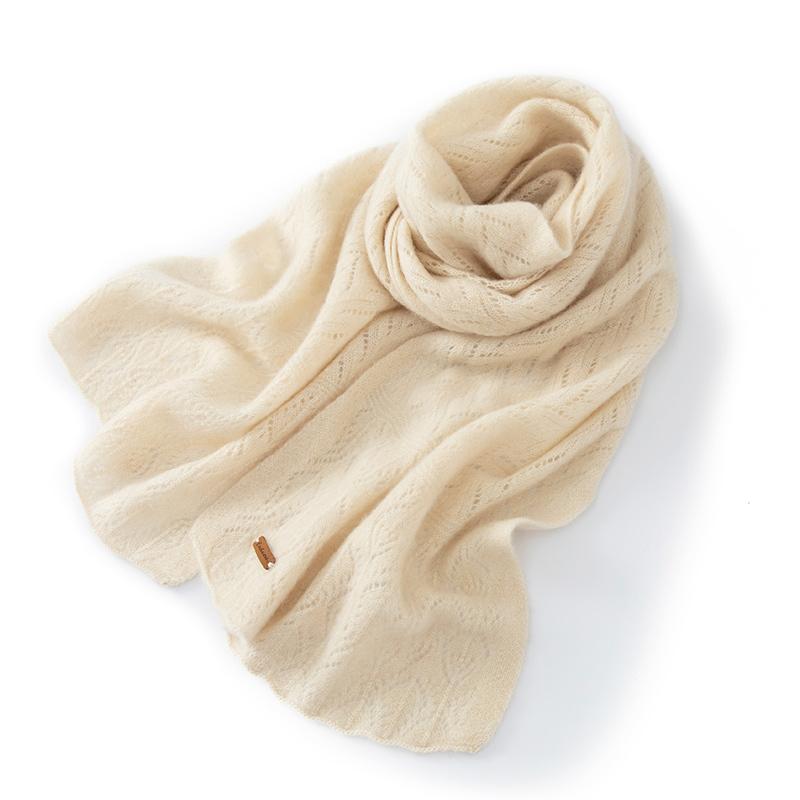 Women 100% Pure Cashmere Knit Scarf Patterned Winter Warm Soft Cozy Fashion Casual Neck Warmer Cold Weather Accessory