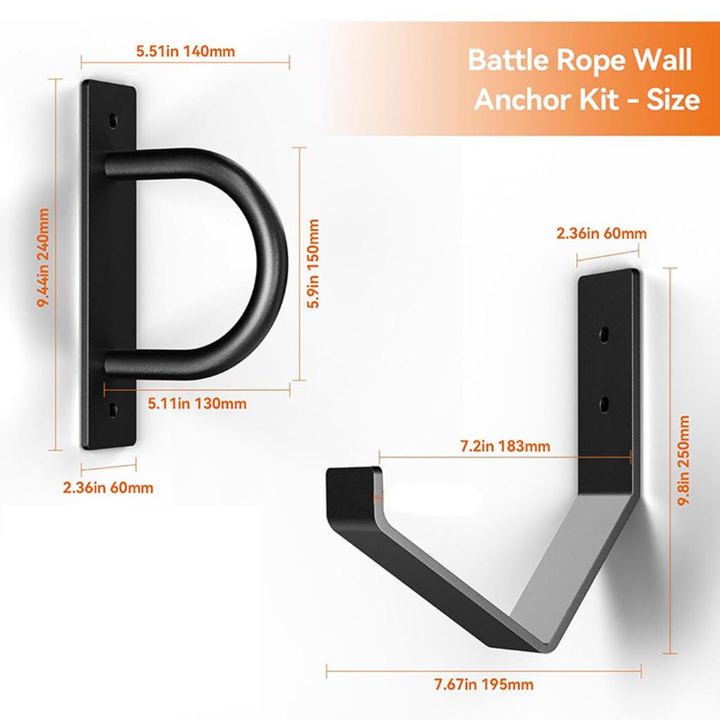 Multipurpose Battle Rope Wall Mount Kit With Anchor And Storage Hook For Home Gym Organization And Space Saving