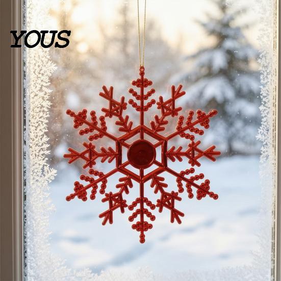 Three Dimensional Snowflake Hanging Ornaments 3Pcs Christmas Tree Snowflakes Ornaments, 10cm Glitter Plastic Holiday Party Decor for Decorations