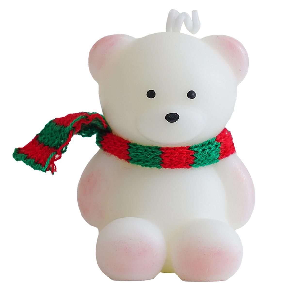 

1 Christmas Scarf Bear Scented Candle (English Pear Freesia Scent), Cute Christmas Bear Aromatherapy Ornaments, Home Atmosphere Scented Candle Creativ белый