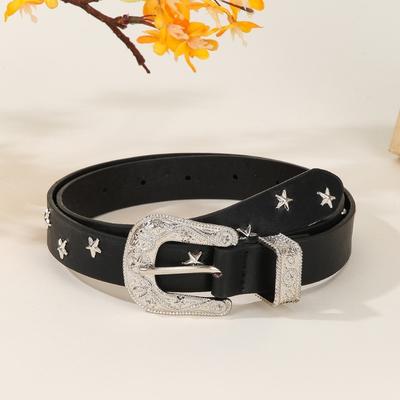 Punk Style Star Rivet Waist Belt Jeans Decor PU Leather Waistbands Adjustable Y2K Wide Belt  Party