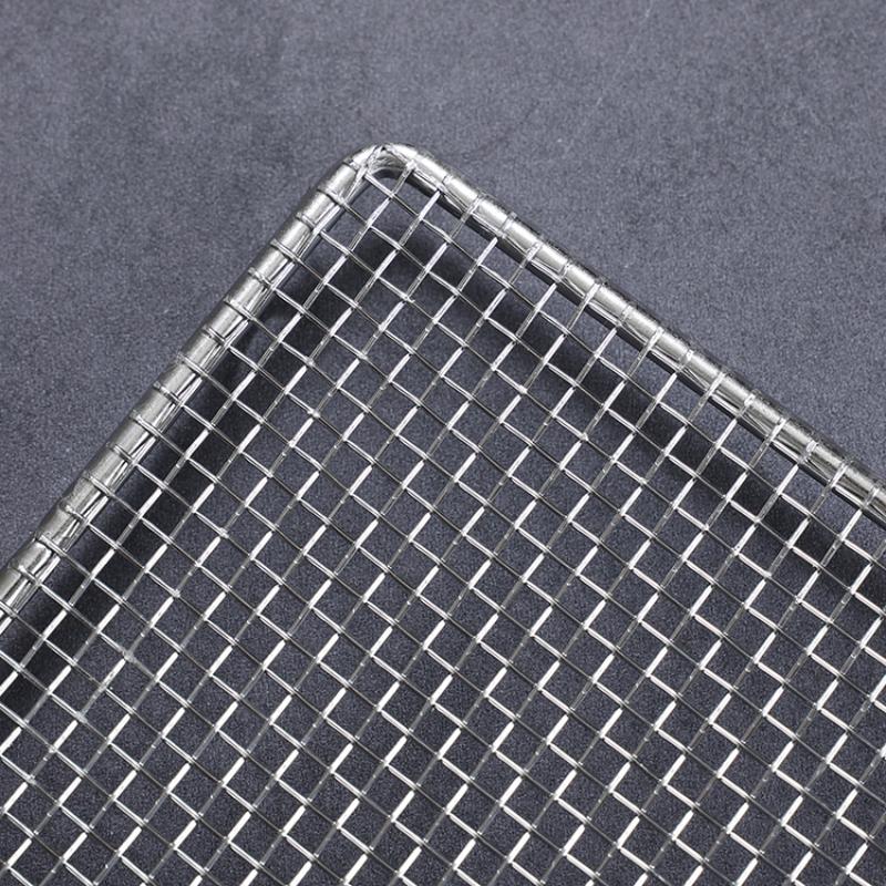 304 Food Grade Stainless Steel Mesh Barbecue Grill with Feet Oil Draining Circular Square Mesh Grill