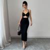 Women's celebrity style dress summer sleeveless suspender sexy temperament hip-wrapped dress