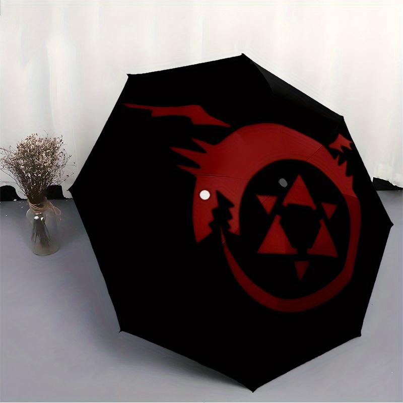 1pc "Anime Symbol" "Manga Logo" Automatic Open/close Folding Compact Umbrella, 8-Rib Sturdy Canopy, Lightweight Portable, Everyday Use, Gift, Outdoor