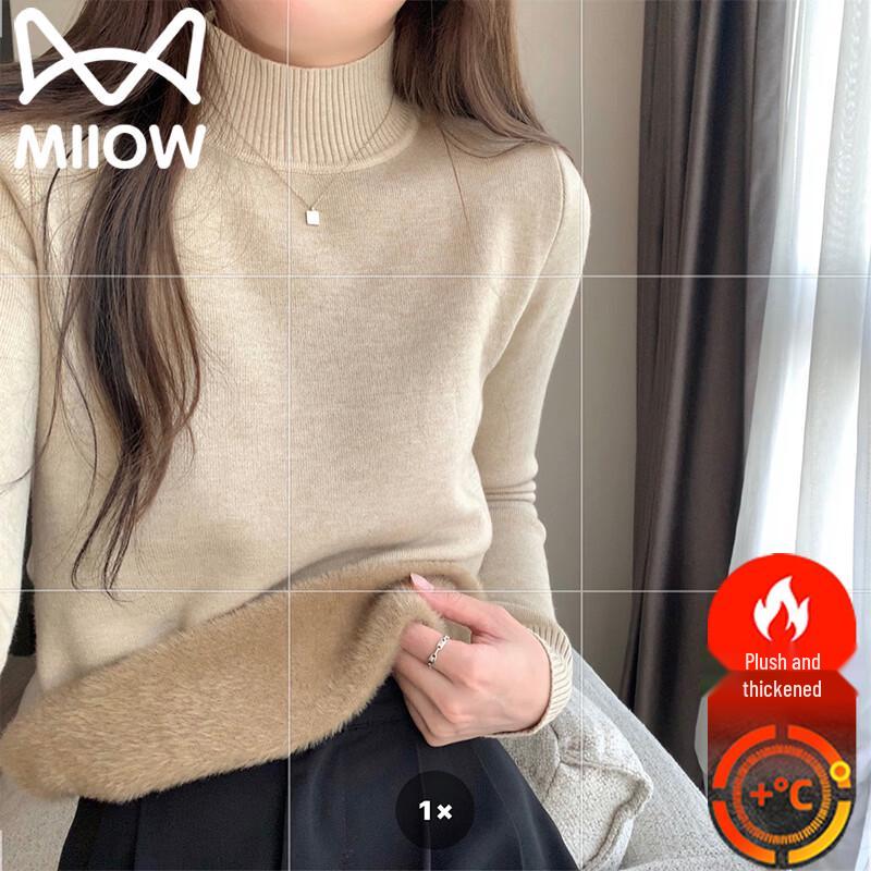 MiiOW Women's Knitted Thermal Mock Neck Sweater