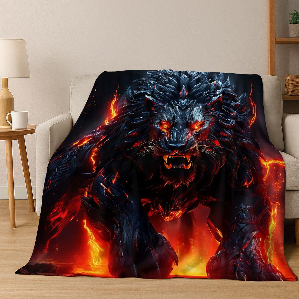 26 Style Wild Animal Lion Beast Cartoon Flannel Blanket,Warm Cozy Soft Throw Blanket for Home Bedroom Bed Sofa Picnic Cover Kids