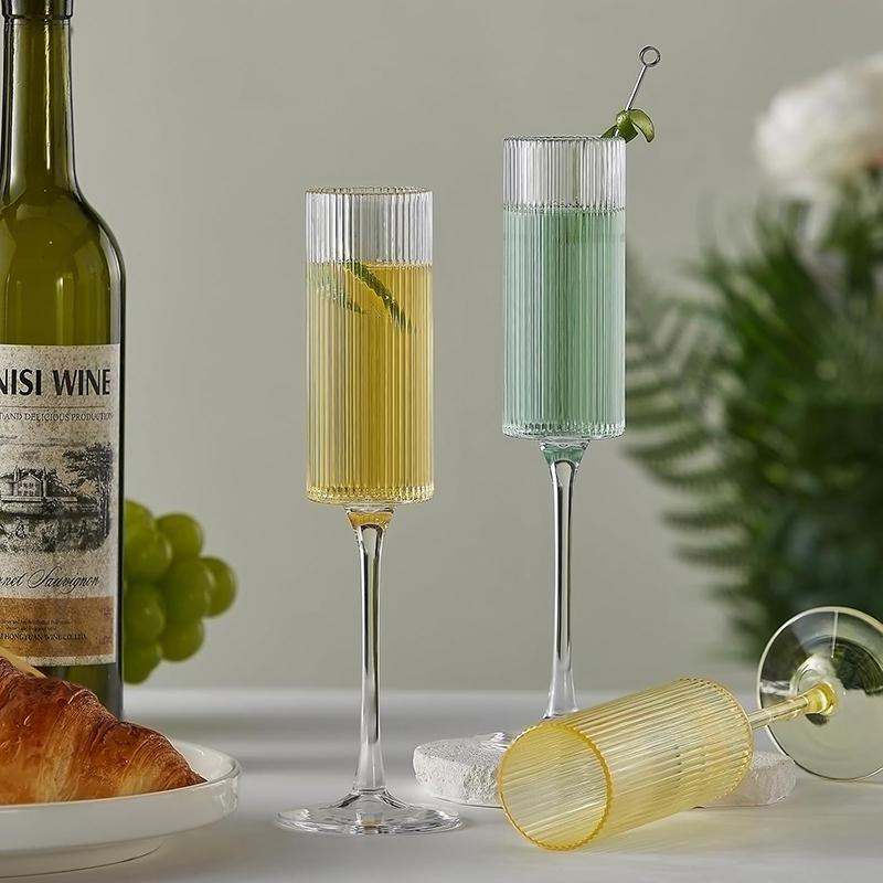 175ML Transparent Striped Plastic Goblet Unbreakable Wine Glass Luxury Cocktail Champagne Cup For Party Drinkware