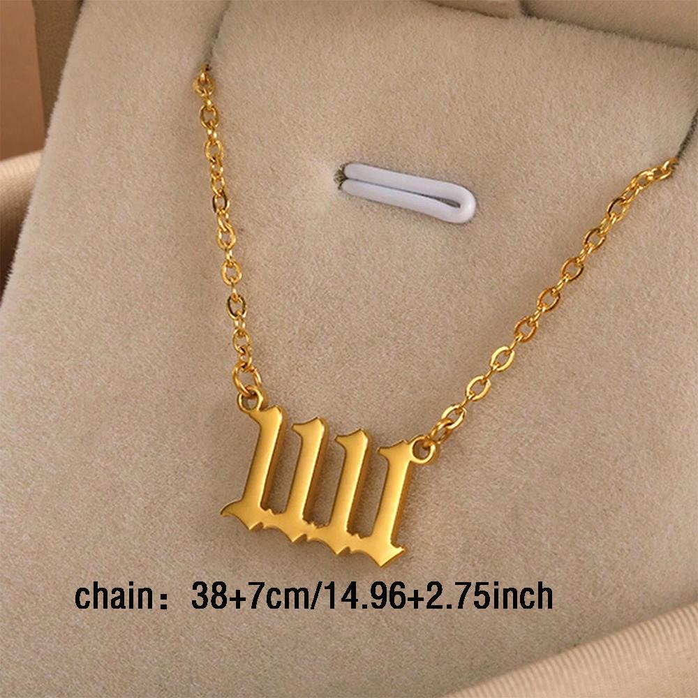 Elegant Angel Number 1111 Pendant Necklace Women Exquisite Gold Color Stainless Steel Waterproof Charm Lucky Jewelry Birthday