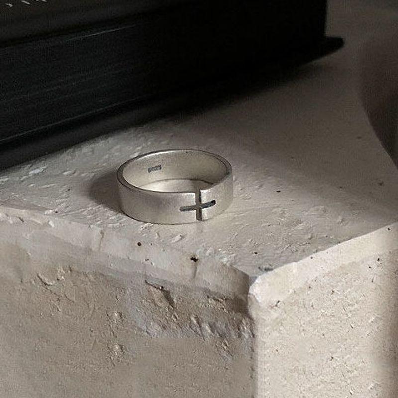 

Fashion Retro Cross Cut Out Marcasite Ring Men s and Women s Sub-Silver Simple Niche Style Opening Adjustable Couple s Ring Default