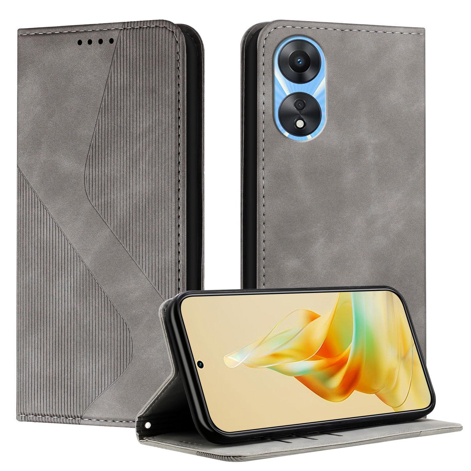 

Магнитный кожаный чехол-книжка для OPPO A1 A2 A5 Pro A15 A36 A38 A52 A53 A54 A57 A58 A60 A74 A79 4G 5G | Дизайн S LINE A53 4G серый