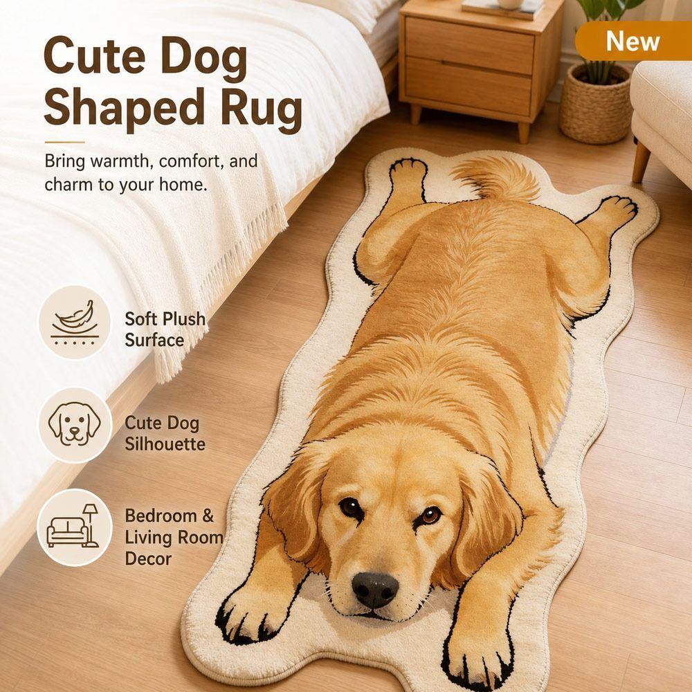 Pet Theme Rug Dog Shaped Rug Decorative Carpet Animal Floor Mat Entryway Mat  Living Room Decor