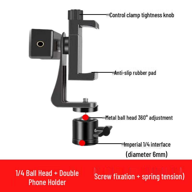 Universal Tripod Mount: Mobile, Tablet & Camera Adapter for Horizontal/Vertical Shooting - Live Streaming Accessory Clip