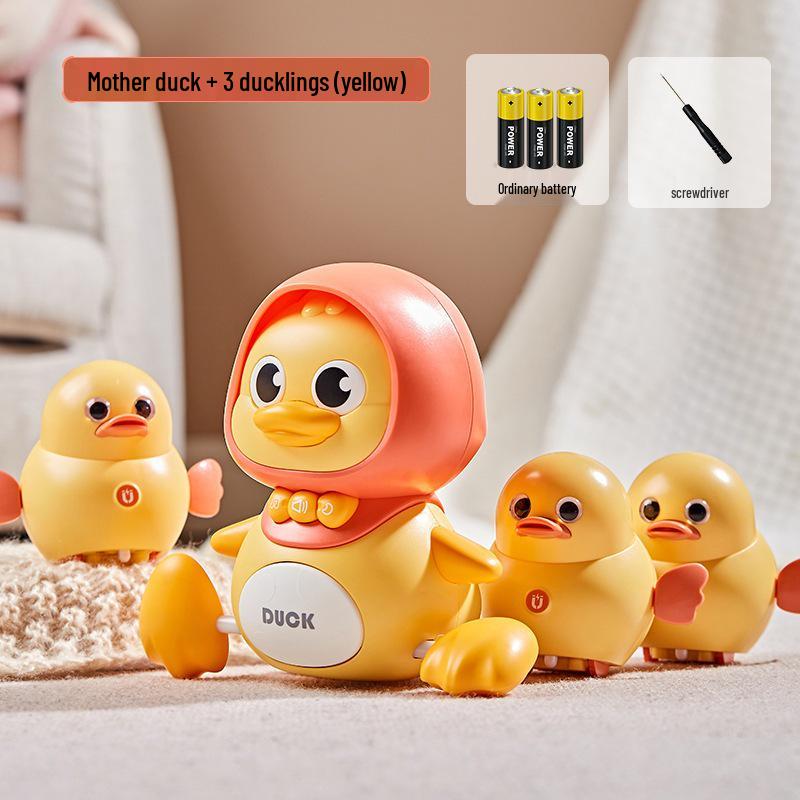 Children's Musical Crawling Duck Toy with Magnetic Suction and Lights for Early Education
