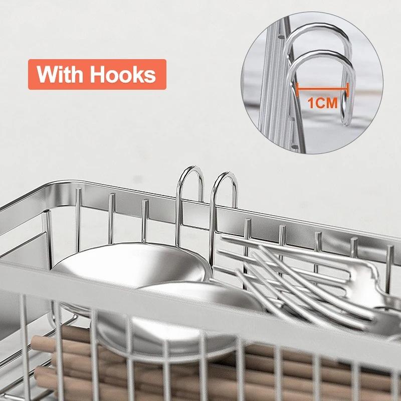 Hanging Cutlery Holder Drainer Spoon Fork Chopsticks Storage Basket Rack 304 Stainless Steel Tool Organizer,Kitchen Accessories