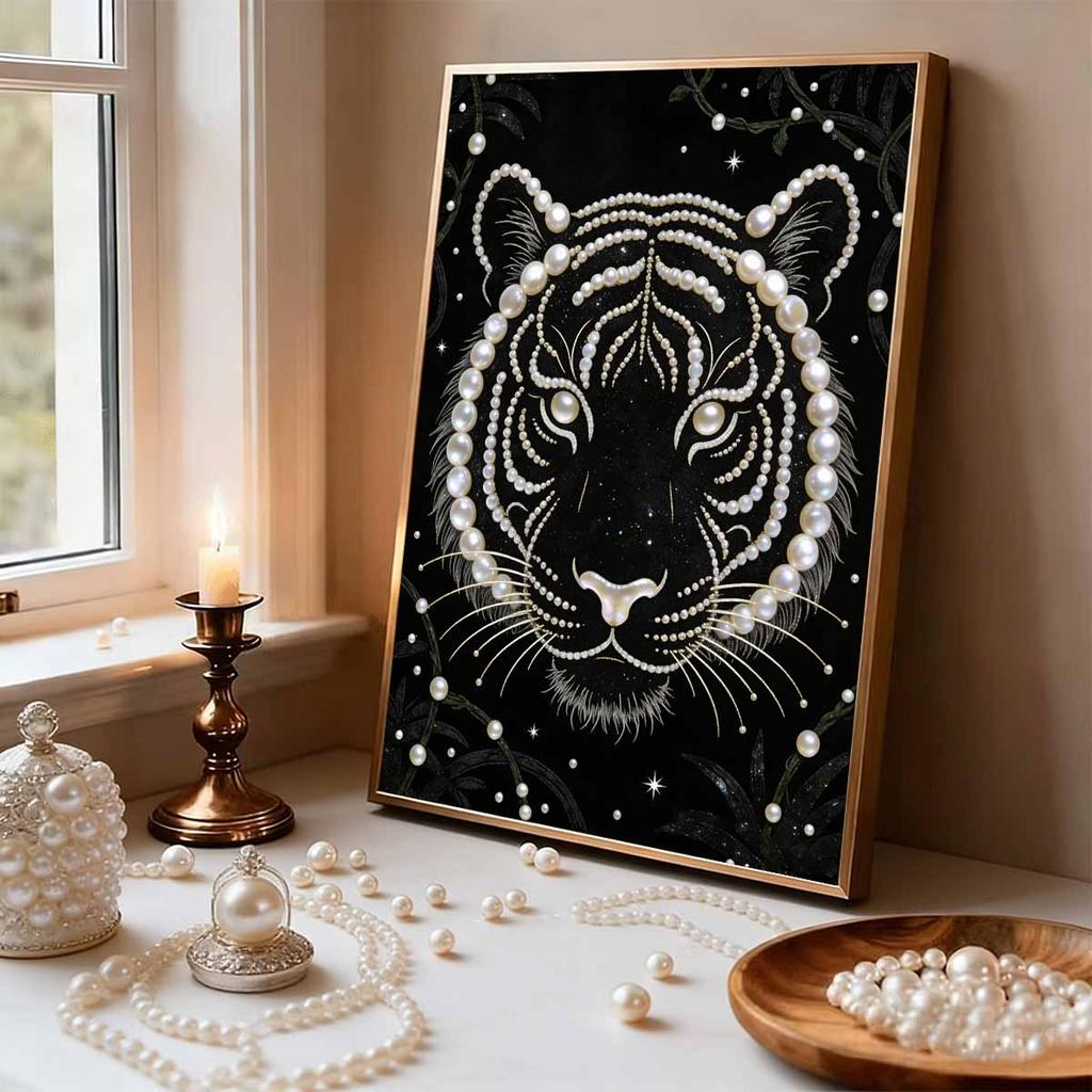 DIY Tiger Pearl Art Painting for Adults/Beginners Gift Home Decor Pearl Gem Paintings Picture Arts Craft 30x40cm Without Frame