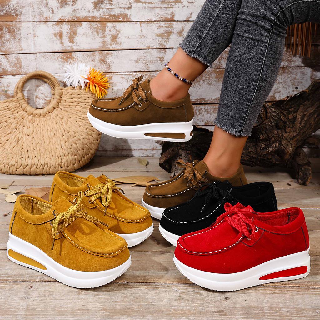 Fashion Solid Color Thick Bottom Lace Up Walking Women's Shoes Female Breathable Non Slip Platform Shoes Chunky Sneakers Women