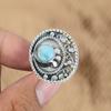 Natural Larimar Gemstone 925 Silver Multi Stone Adjustable Ring For Girls