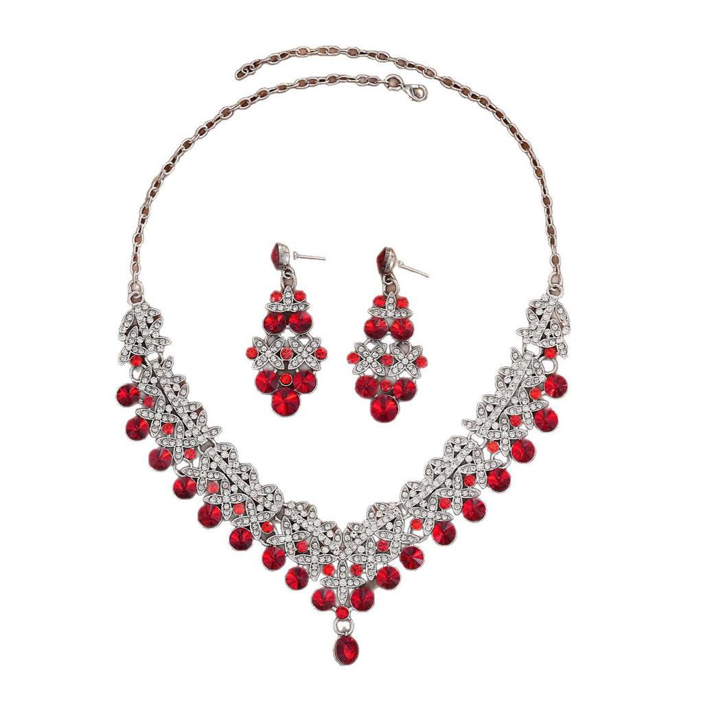Ensemble de Bijoux de Mariée Élégant en Alliage Strassé - Collier & Boucles d'Oreilles Design de Niche