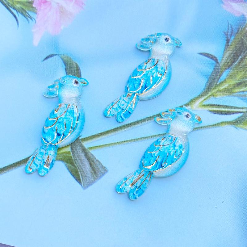 10Pcs Mini There Is A Hole Lovely Parrot Acrylic Flat Back Resin Art Supply Decoration Charm Craft Hair Bow Accessories H530