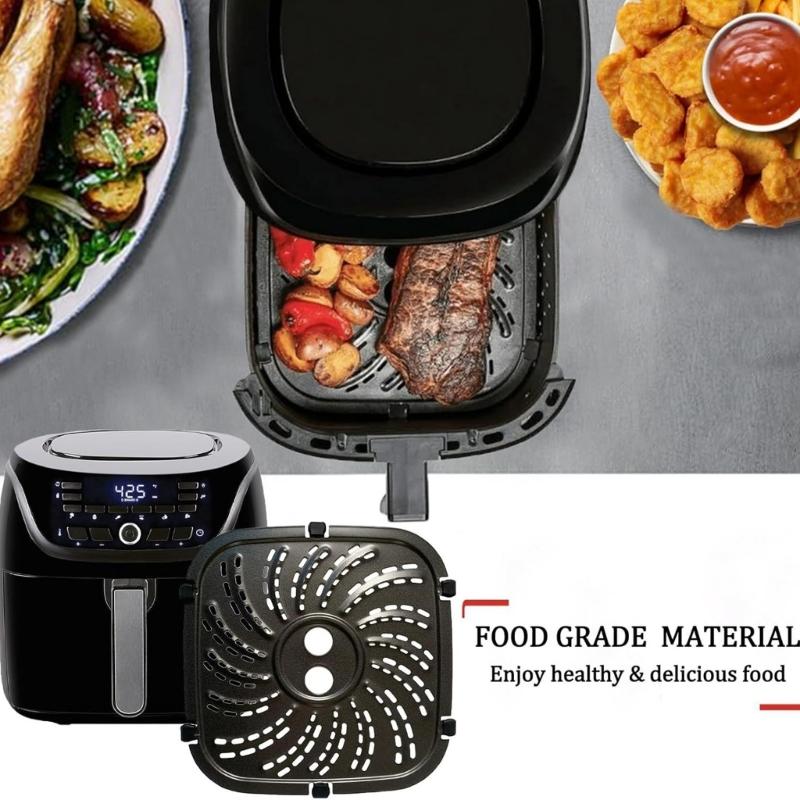 Metall Air Fryers Matta Fyrkantig Grillmatta Kolstål Air Fryers Underlägg Air Fryers Tallrik Lämplig för Bakning