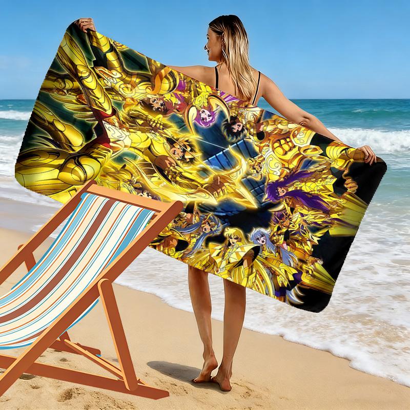 Saint Seiya Print Beach Towel, Large Soft Quick Dry Towel for Beach Camping Swimming