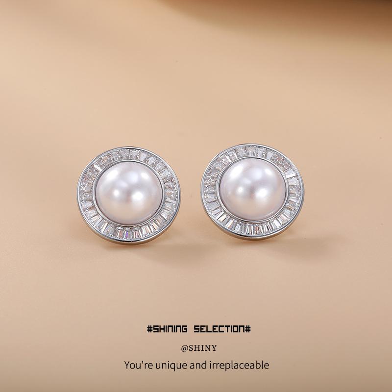 Irregular Round Faux Pearl Stud Earrings: Elegant Japanese & Korean Trendy Fashion for Women