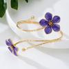 Metal Flower Open Cuff Bracelets Adjustable Floral Cuff Bracelet Open Arm Bracelets  Party Jewelry