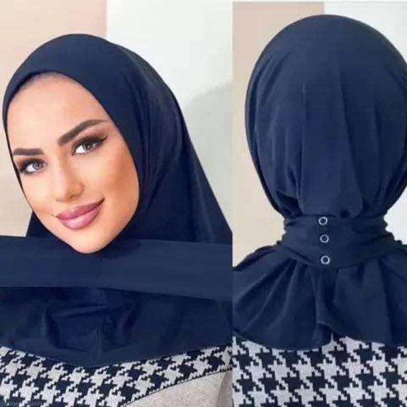 New Instant Jersey Hijab Undercap Hijabs For Woman Muslim Women Hijab Cap Full Cover Snap Fastener Head Wraps Scarf Islam Turban