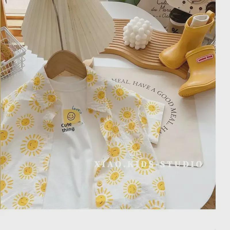 Dětské letní květinové košile – trendy plážový styl s krátkým rukávem pro chlapce