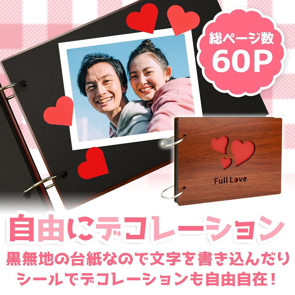 Wooden Photo Album Scrapbook with Gift Perfect for Birthdays and Anniversaries Box, (FULL LOVE)