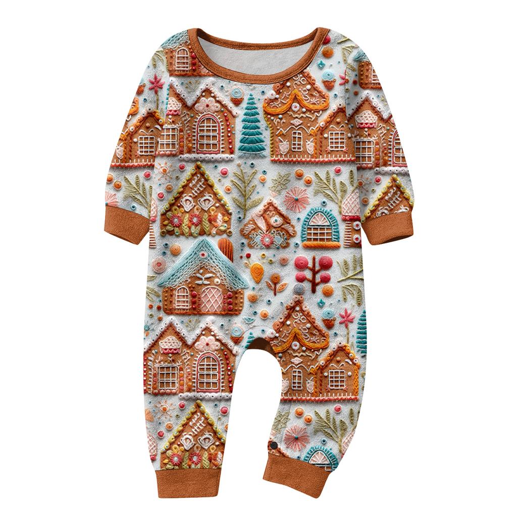 Sada flanelového domácího oblečení s vánočním potiskem pro celou rodinu, top s dlouhým rukávem a kalhoty