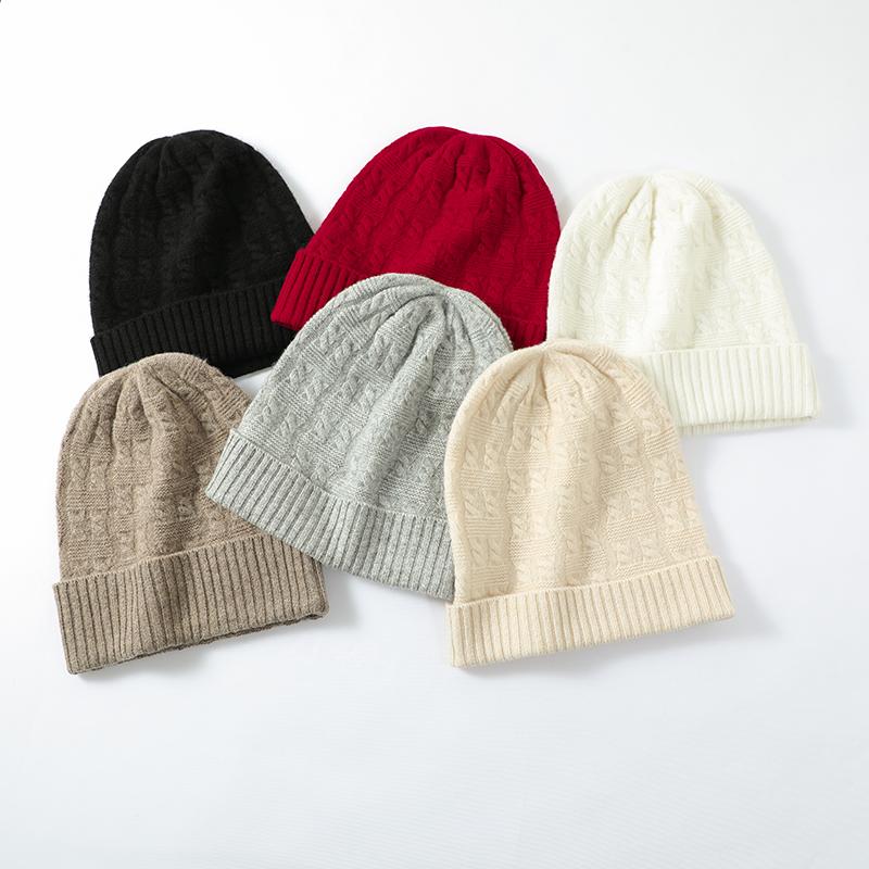 Women 100% Pure Cashmere Cable Knit Beanie Rib  Winter Warm Soft Stylish Versatile Textured Lightweight Cold Weather Accessory