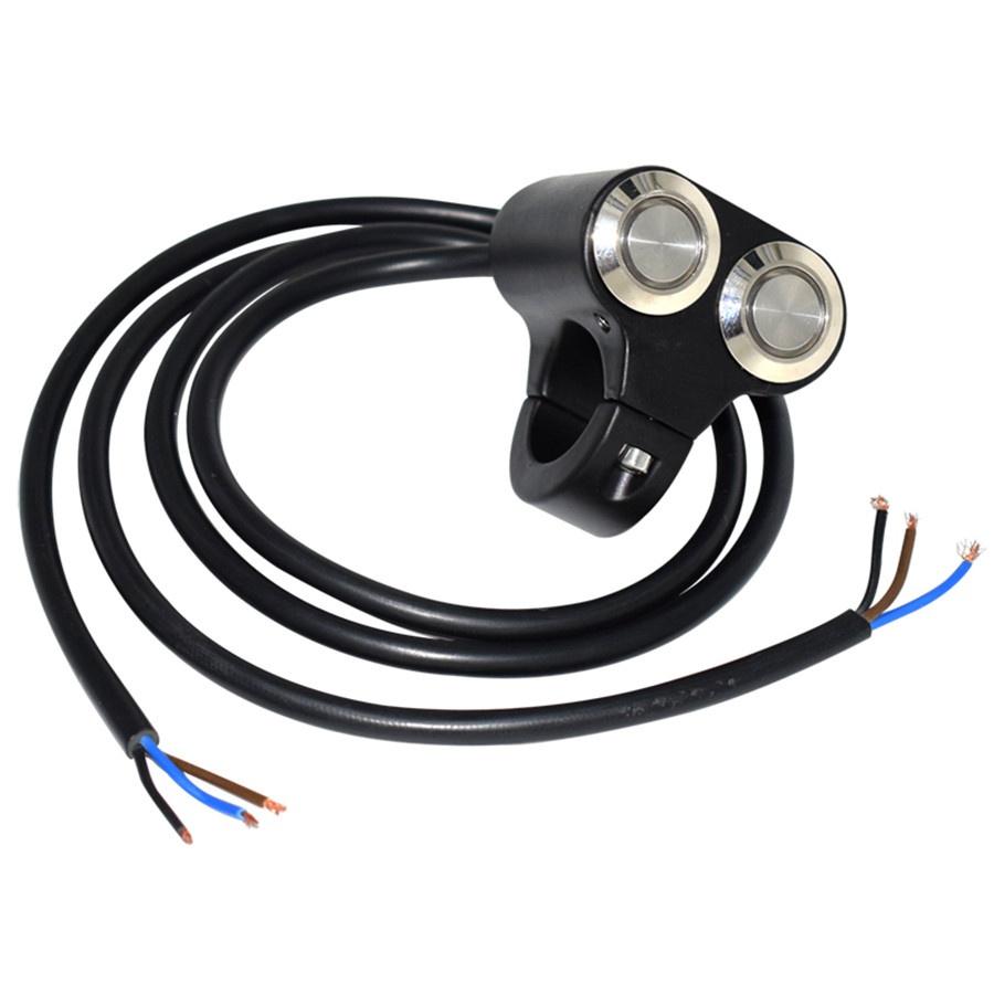 25mm Motorcycle Handlebar Switch Self-return Motentary Button Blue LED Indicator