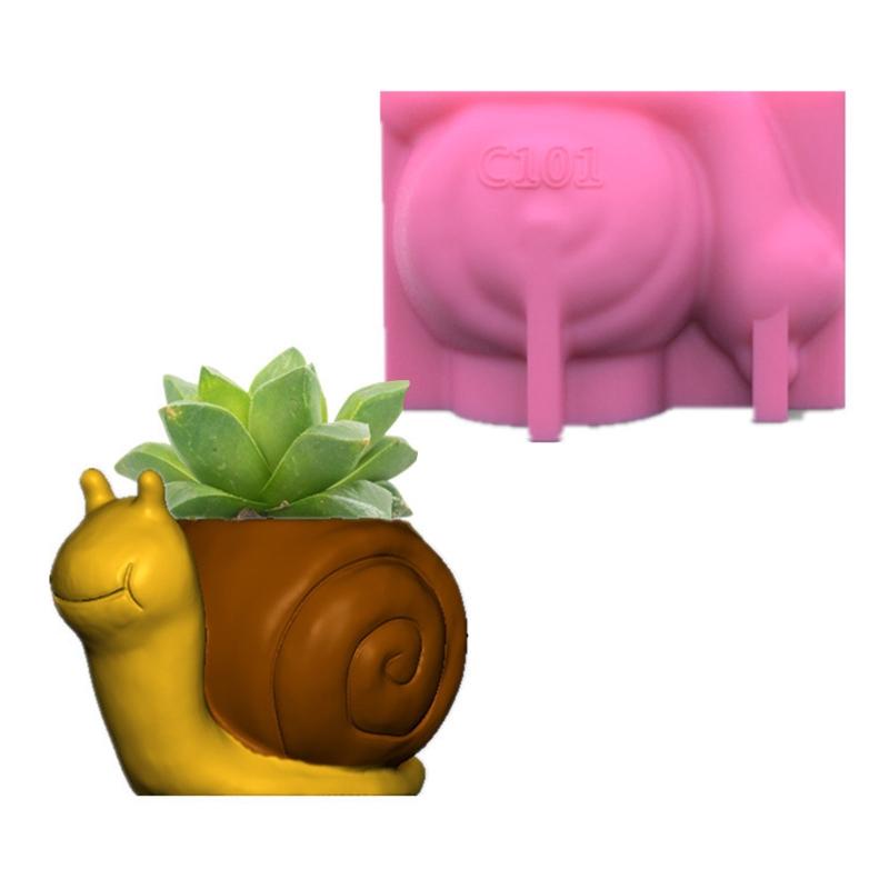 Concrete Silicone Flower Pot Mold 3D Snails Succulent Cement Plaster Mould Soap Candle Mold Office Home Desktop Decor