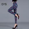Høst Vinter Damebukser Snowflake Elgtrykk Høy midje Magekontroll Myk Elastisk Termisk Skinny Butt løftet Yogabukse Lady Leggings