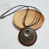 New Retro New Chinese Style Cotton and Linen Hollow Accessories Wooden Leaf Long Necklace Women's Necklace