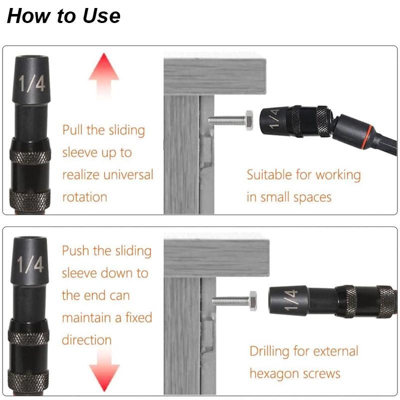 1/4 3/8 5/16 Universal Magnetic Sleeve Socket 1/4" Hex Screw Drill Tip Quick Change Holder Guide Drill Bit Screwdriver Pivot