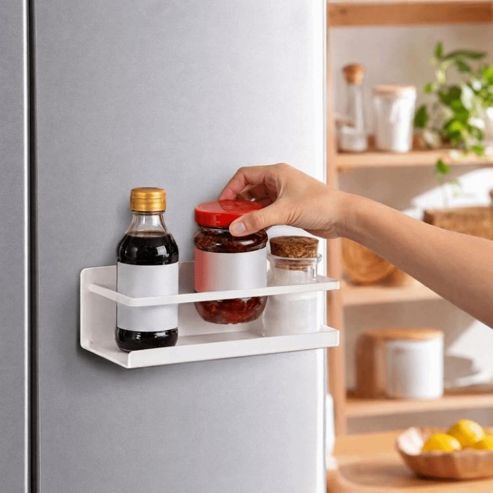 Wall Mounted Magnetic Storage Shelf Large Capacity Refrigerator Side Rack Spice Storage Rack Oven