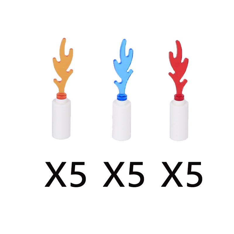 MOC Building Blocks Bonfire Flame Medieval Wine Bottle Accessories Set Candlestick Model Mini Brick Compatible Toy Gift DIY X019