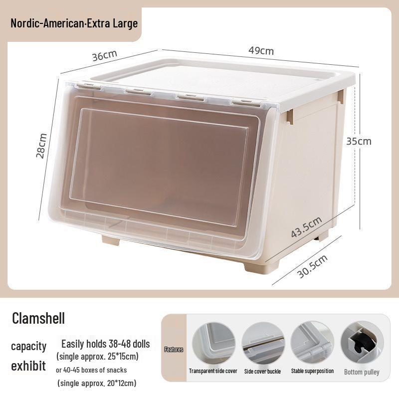 Side-Opening Extra-Large Stackable Plastic Storage Box for Living Room Toys