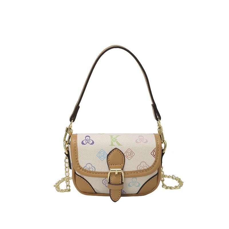 Square Retro Print Single Shoulder Crossbody Bag Leather Handbag Fashion Gift