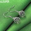 925 Sterling Silver Simple Hollowed-Out Spiral Ball Earrings - Stylish Evening Jewelry