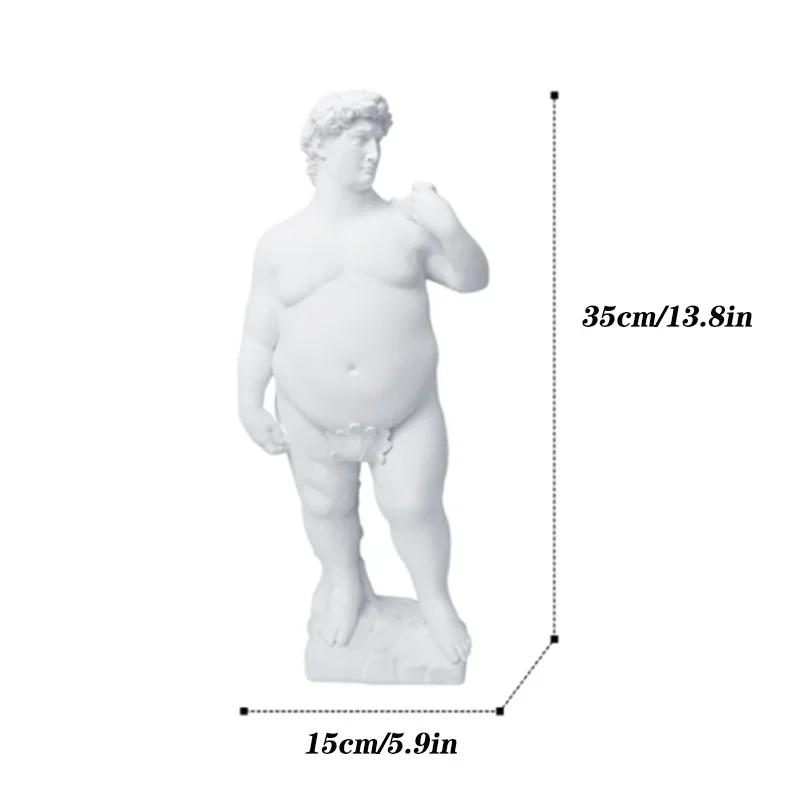 Kreativ Fett David Porträttskulptur Harts Hantverk Människokropp Abstrakt Staty Heminredning Skrivbordsdekorationer Trädgårdskonstdekoration